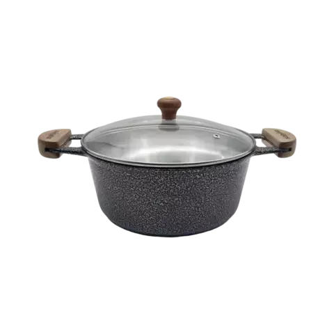 519934 - CACAROLA DIVIFORTE ALUM.FUND. CRAQUELADO ALÇA 1/2 LUA C/TAMPA DE VIDRO 18"