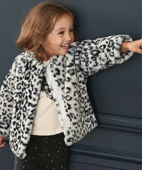 Casaco Infantil de Pele Sintética | Leopardo