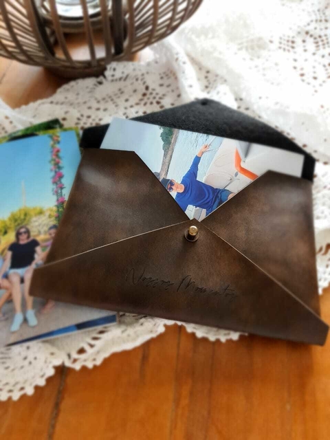 Envelope para fotos em couro Ecológico
