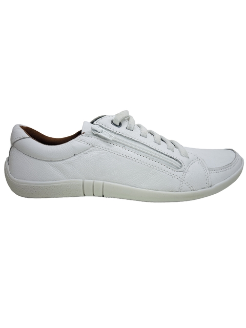 Tênis em Couro Branco Flex Ref 1017