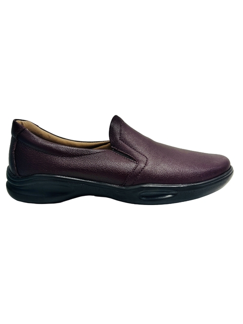 Tênis Slip on Couro Vinho Levecom Ref 10007