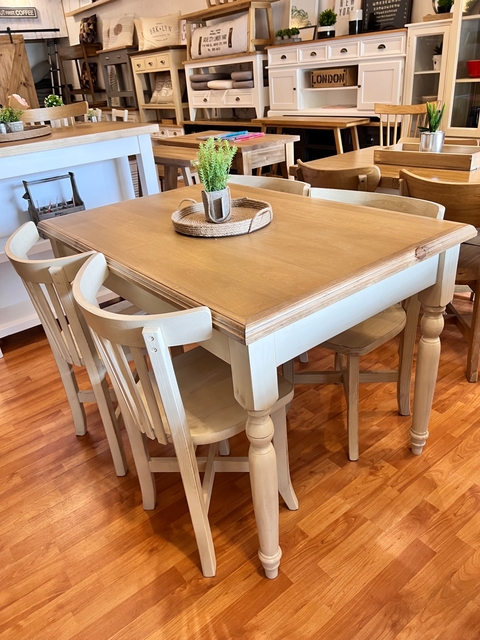 juego farmhouse 140 con 4 sillas