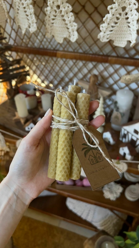 Kit 4 Velas Decorativas Cera de Abelha (A)