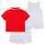 Trio Little Me Camiseta Vermelho/Shorts/ Romper Texturizado Azul Claro - Menino - Ki Dengo