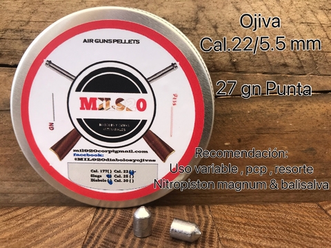 ojiva cal.22/5.5 mm - 27 gn punta