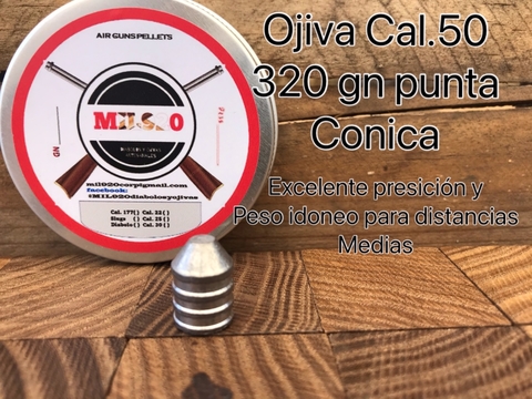 Ojiva Cal.50/320 gn punta conica