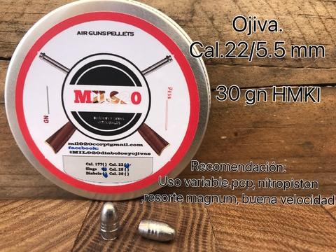 Ojiva cal.22/5.5mm - 30 gn HMKI