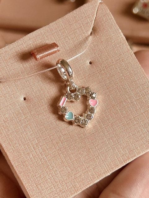 Berloque coração banhado a prata 925 - comprar online