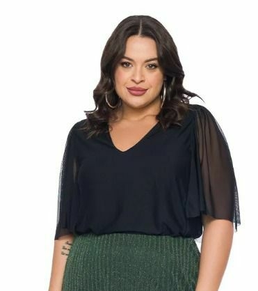 BLUSA MANGA MORCEGO TULE 201770 LINHA PLUS - LISAMOUR - comprar online