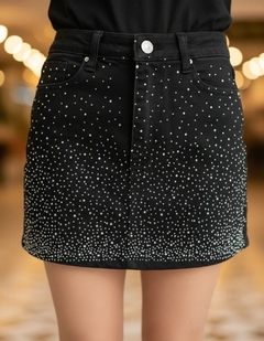 Short Pollera Jean Strass Brillos Elastizada Mujer Premium (683) - comprar online