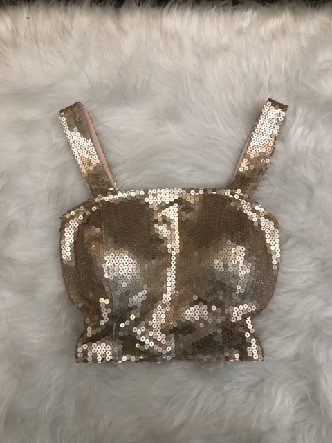Cropped paetê rose CL