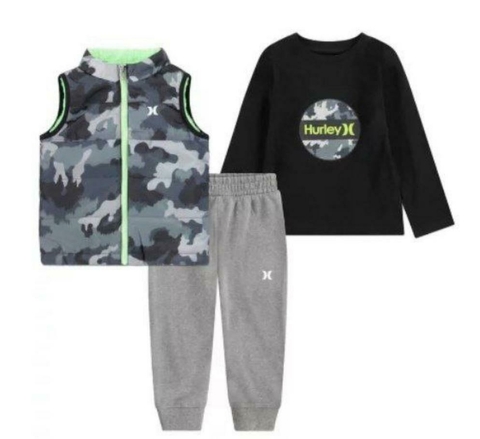 CONJUNTO TRIO COLETE PUFFER VERDE MENINO - HURLEY