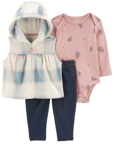 Conjunto Colete Xadrez Off Fleece - CARTER´S