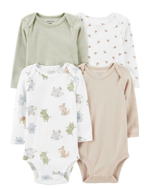 Kit Body Manga Longa Animais - CARTER´S