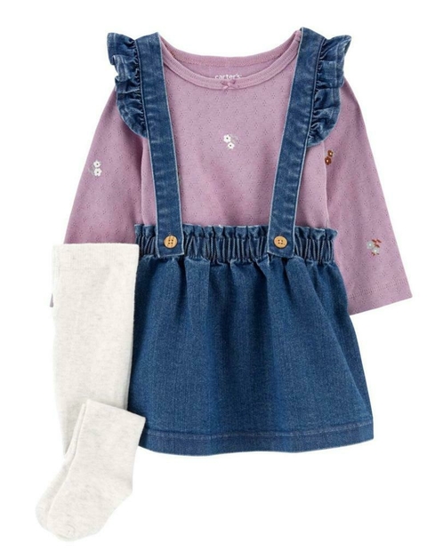 Vestido Jeans Floral Lilás - CARTER´S