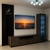 Rack MOSCU para TV 65" con biblioteca LED y panel WPC en ambiente de living moderno