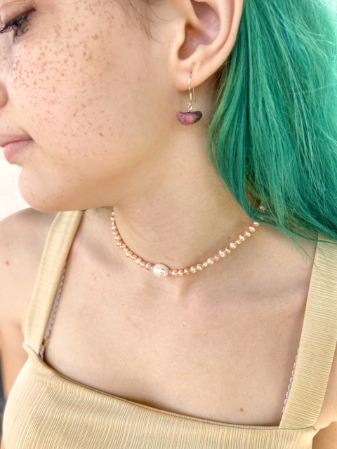 Choker Pérola e Ametista