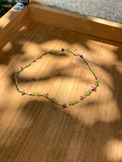 Colar Peridoto + Turmalina Rosa - Flor do Mar