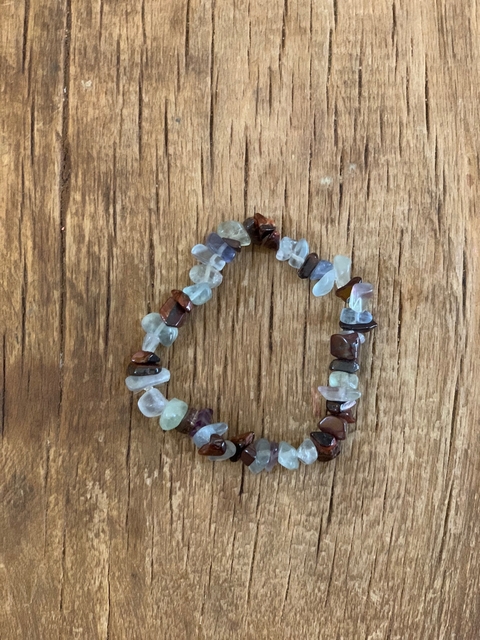 Pulseira Cascalho Fluorita + Olho de Boi