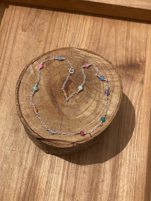 Colar Pétit Poá Na Corrente de Prata