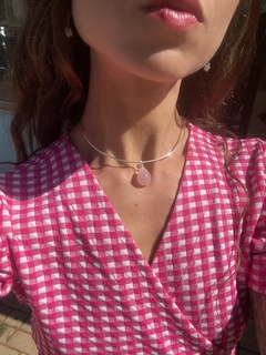 Pingente Gota Quartzo Rosa - comprar online