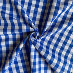 Tecido Tricoline Xadrez Médio 20xm Fio Tinto Vichy Azul Royal 100% Algodão - comprar online