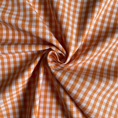 Tecido Tricoline Fio Tinto Xadrez Pequeno 9xm Vichy Laranja 100% Algodão na internet