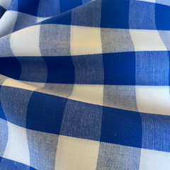 Tecido Tricoline Xadrez Gde 30xm Tinto Vichy Azul Royal 100% Algodão - comprar online