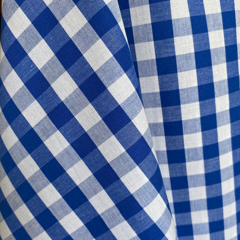 Tecido Tricoline Xadrez Médio 20xm Fio Tinto Vichy Azul Royal 100% Algodão