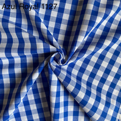 Tecido Tricoline Xadrez Médio 20xm Fio Tinto Vichy Azul Royal 100% Algodão na internet