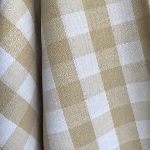 Tecido Tricoline Xadrez Gde 30xm Tinto Vichy Bege 100% Algodão