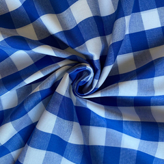 Tecido Tricoline Xadrez Gde 30xm Tinto Vichy Azul Royal 100% Algodão na internet
