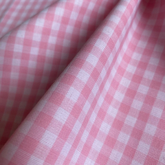 Tecido Tricoline Fio Tinto Xadrez Pequeno 9xm Vichy Rosa 100% Algodão - comprar online