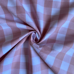 Tecido Tricoline Xadrez Gde 30xm Tinto Vichy Rosê 100% Algodão - comprar online