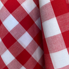 Tecido Tricoline Xadrez Gde 30xm Tinto Vichy Vermelho 100% Algodão