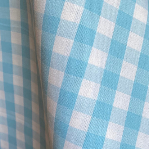 Tecido Tricoline Fio Tinto Xadrez Médio 20xm Vichy Azul Celeste 100% Algodão