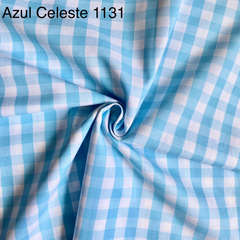 Tecido Tricoline Fio Tinto Xadrez Médio 20xm Vichy Azul Celeste 100% Algodão na internet