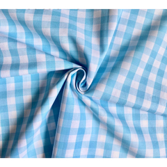 Tecido Tricoline Fio Tinto Xadrez Médio 20xm Vichy Azul Celeste 100% Algodão - comprar online