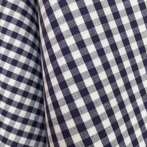 Tecido Tricoline Fio Tinto Xadrez Pequeno 9xm Vichy Azul Marinho 100% Algodão