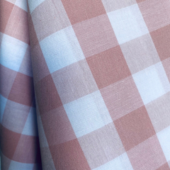 Tecido Tricoline Xadrez Gde 30xm Tinto Vichy Rosê 100% Algodão