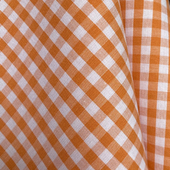 Tecido Tricoline Fio Tinto Xadrez Pequeno 9xm Vichy Laranja 100% Algodão
