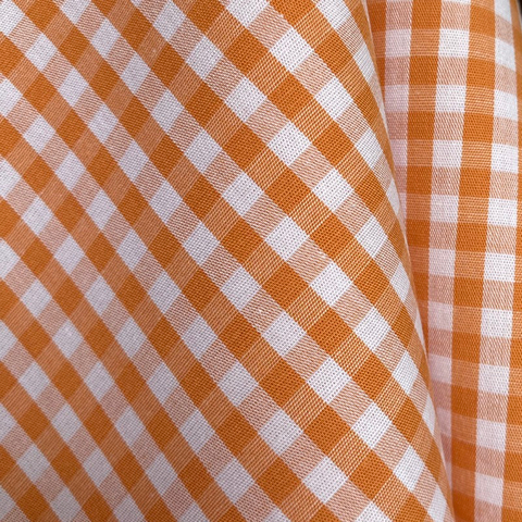 Tecido Tricoline Fio Tinto Xadrez Pequeno 9xm Vichy Laranja 100% Algodão