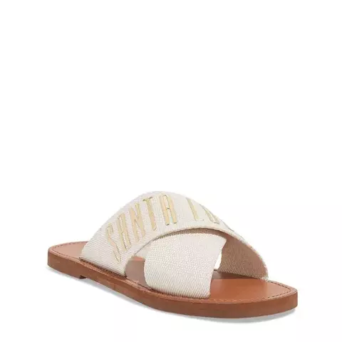 Rasteira Off White Gorgurão Bico Quadrado Santa Lolla