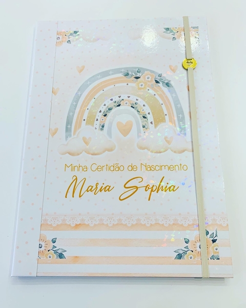 Porta Certidão de Nascimento - Arco-íris Menina