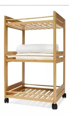 Estante Madera Bambu Repisa 3 Niveles Organizador Con Ruedas Caoba Claro - Lele Hardware Shop