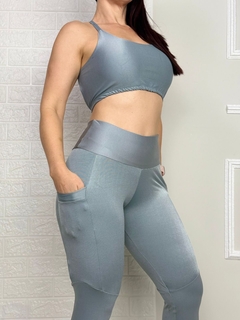 Conjunto de Calça Poliamida Micro Canelado Top Cruzado na internet