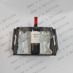 Cesta Vinho Casilero del diablo Cabernet Sauvignon com taças na internet