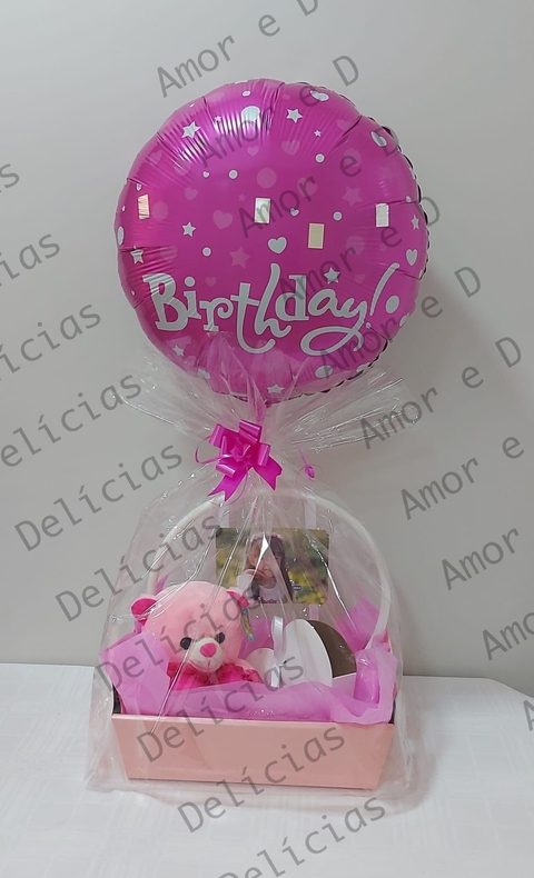 Cesta Rosa Parabéns Arco Foto