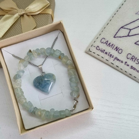 CONJUNTO CORAZÓN ÓNIX CIELO
