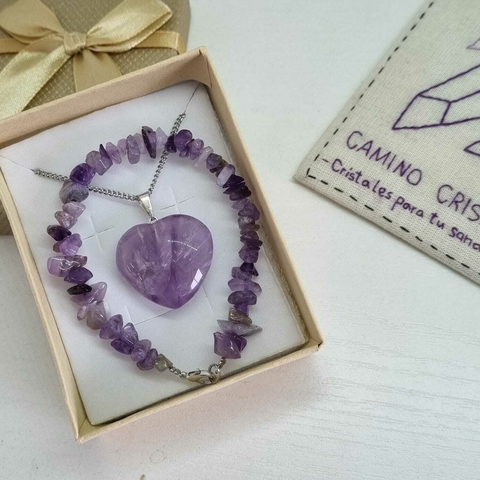 CONJUNTO CORAZÓN AMATISTA